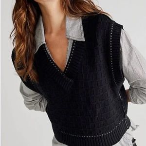 Free People Gambit Black Sweater Vest
